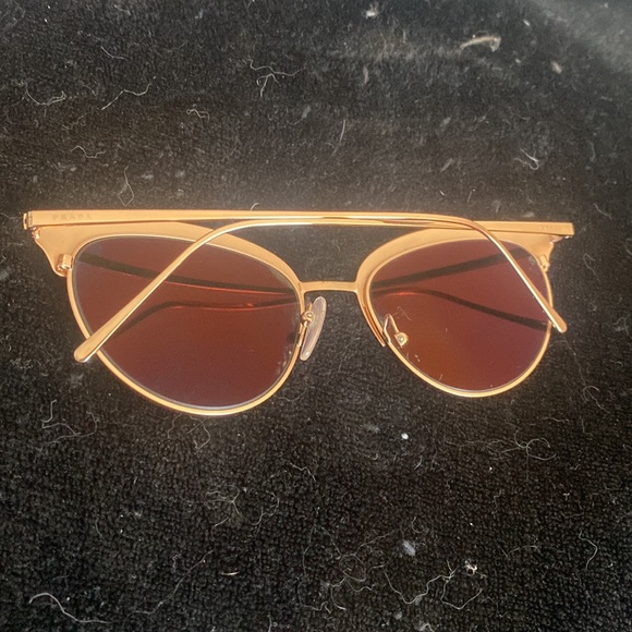 PRADA Rust Red and Gold Cat Eye Sunglasses - Picture 3 of 7